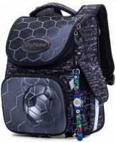 Школьный ранец SkyName 2066 Мяч черный/серый + часы