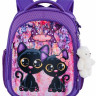 Школьный ранец SkyName R4-405 Котята фиолетовый + мишка - 