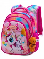 Школьный рюкзак SkyName R2-175 Единорог, розовый + мишка